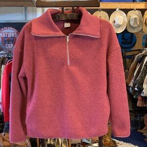Elle Rose-Pink Sherpa Half-Zip Pullover